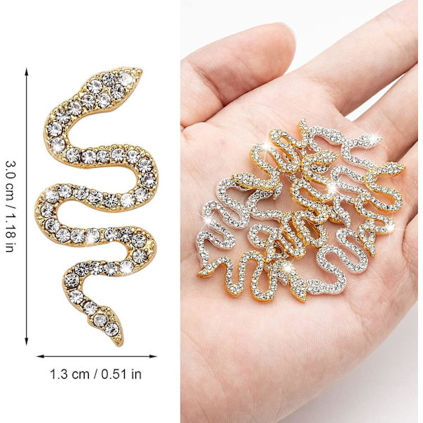 10 st ormformade nagelkonstberlocker med strass och guldspikar - DIY nagelkonstdekorationer