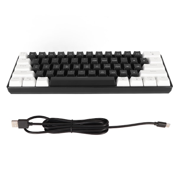 61-tangenters mekaniskt tangentbord Blå switch Trådbundet RGB Gaming Mekaniskt tangentbord med cool ljuseffekt för kontorsstudie Vit och svart