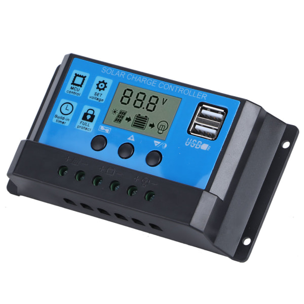12V 24V 30A aurinkoenergian latausohjain Automaattinen PWM LCD-kaksois- USB lähdön säädin