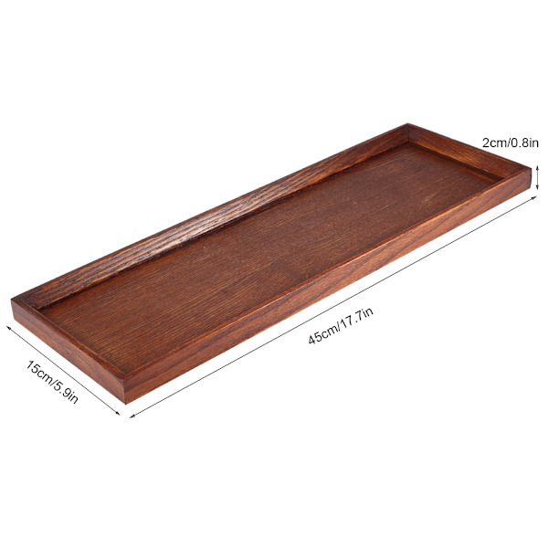 Trettbrett i tre for servering av tesett, frukt, godteri og mat, hjemmedekorasjon (45*15*2cm)