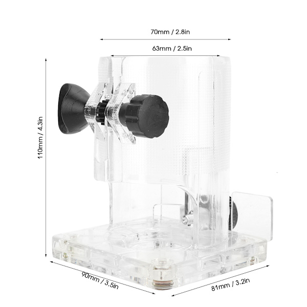 1st Träbearbetningstrimmer Router Transparent plastbas Power tillbehör (tjock version) (thick version)