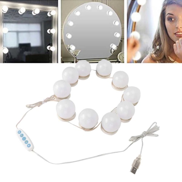 10 st USB LED 5 färgtemperatur glödlampa för makeup skönhet bordsskiva sminkspegel