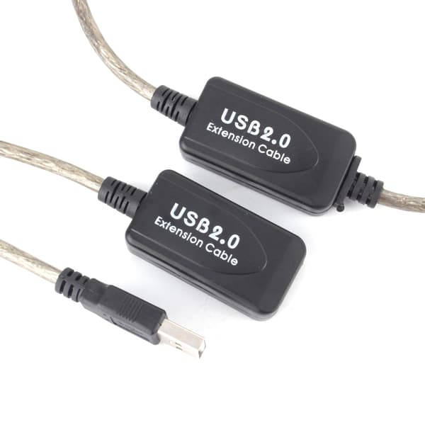 15M USB 2.0 Typ A Hane till Hona Förlängningskabel Svart