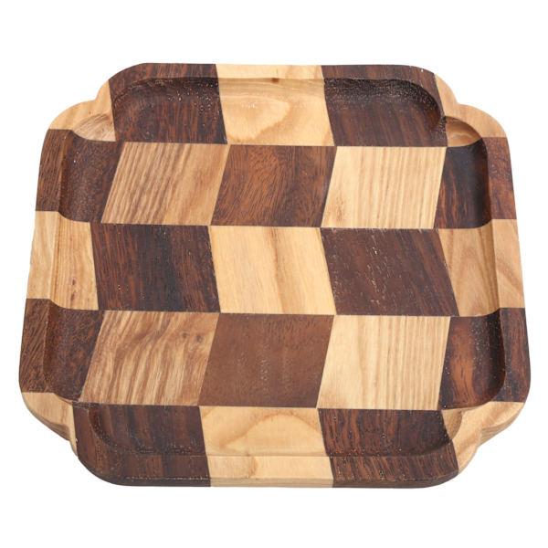 Træ Pan Te Bakke Fad Skål Frugt Salat Brød Serveringsplade Køkken Bordservice 20x20cm