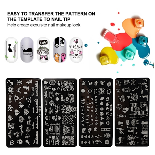 Neglestempling Plader Stencils Mønster DIY Negle Printing Stempling skabelon Manicure Tool05-08