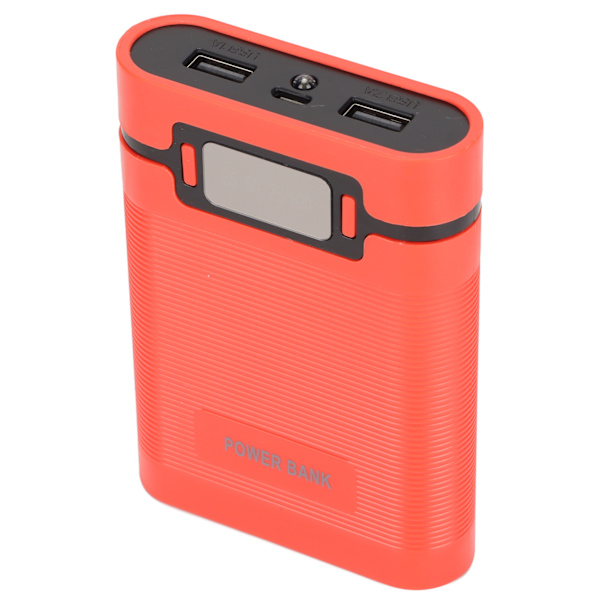 DIY Mobil 18650 Batteriladdare Powerbank 4 Batterier Kapacitetsbox Mikroingång 2-vägsladdning med LCD-display Röd