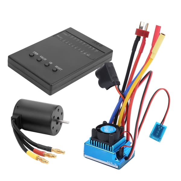 120A Børsteløs ESC + 3650 2300KV Børsteløs Motor + Programkort til 1:10 RC Bilmodel