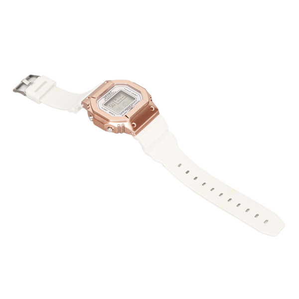 Elektronisk watch Vattentät Casual Snygg digital watch med ljus för män Kvinnor Studenter Vit roséguld