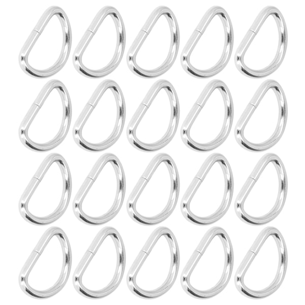 20 stk. D-ringe Blanke Komfortable Holdbare Bærbare DIY Fremstilling Kompakte Praktiske Taske Spænder til Armbånd Sølv 3,8x25x15mm