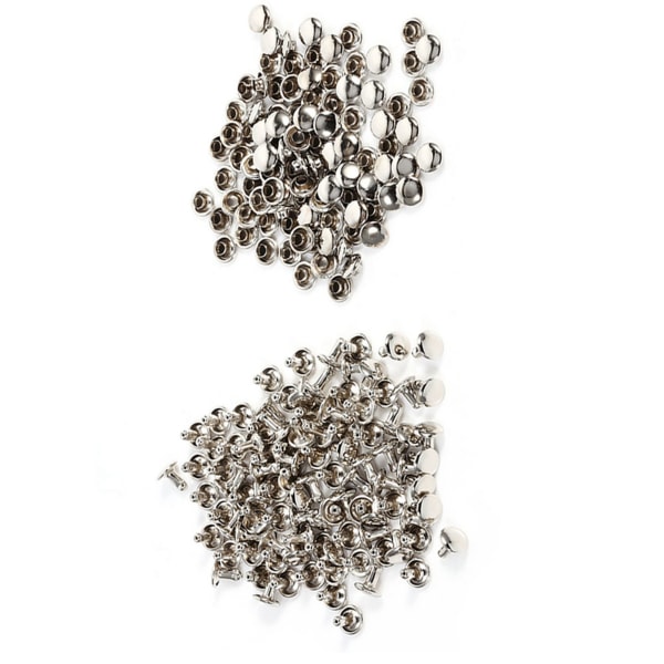 100 sett 8 x 8 mm nagler med dobbel hette metallskinn håndverksreparasjoner piggdekorasjon (sølv)
