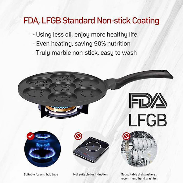 Mini Pandekage Maker Non-stick Grill Sjov Smiley Ansigt Morgenmad Gave til Børn og Voksne Perfekt til Fødselsdage