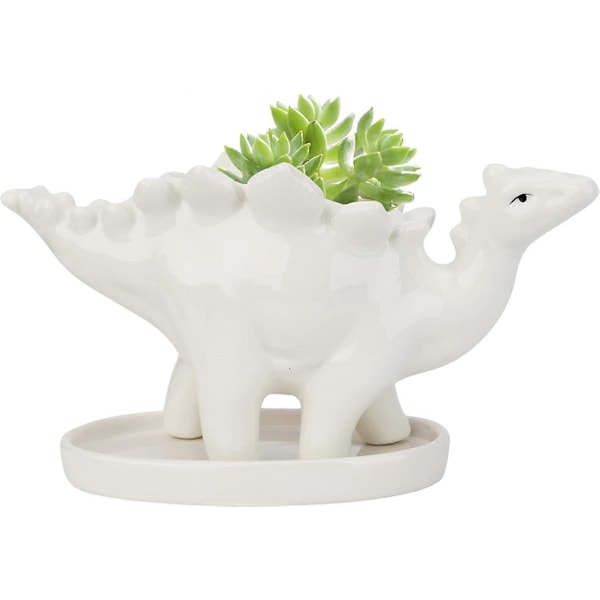 Keramisk Suckulentkruka, Dinosaurie-kruka, Kaktusblomkrukor med Fat, Mini Sött Djur för Inomhusbruk