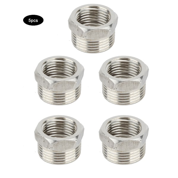 5pcs G1/2” Stainless Steel Pipe Fittings Adapter Connector for Bathroom Kitchen (A)