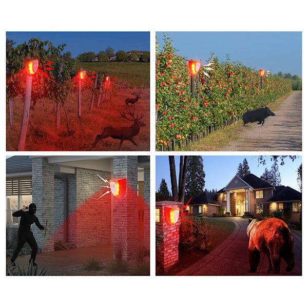 Solcelledrevet lyd- og lysalarm Bevægelsessensor 110DB Lydalarm LED-blitz Advarselsstrobe Sikkerhedsalarmsystem til husgård Villa