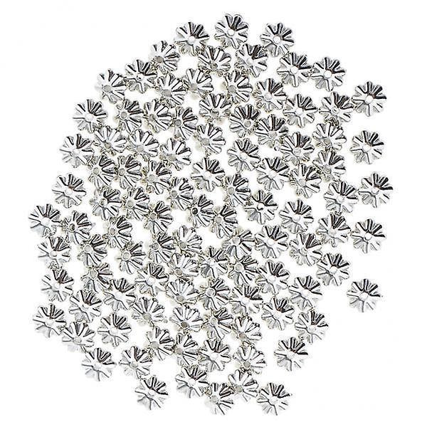 2 x 100 st Glitter Silver Alloy Daisy Spacer Pärlor 7,5 mm DIY Handgjorda Smycken