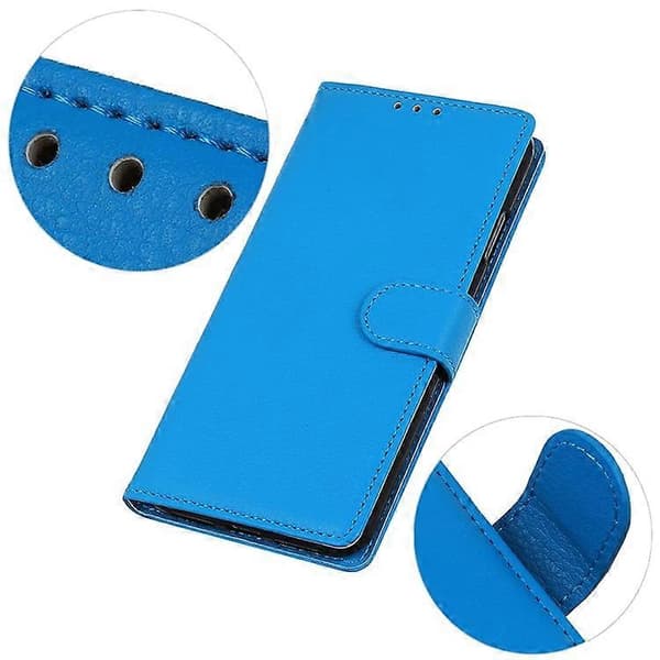 Compatible with Sony Xperia 10 VI Magnetic Case Wallet Leather Phone Case with Litchi Texture Blue