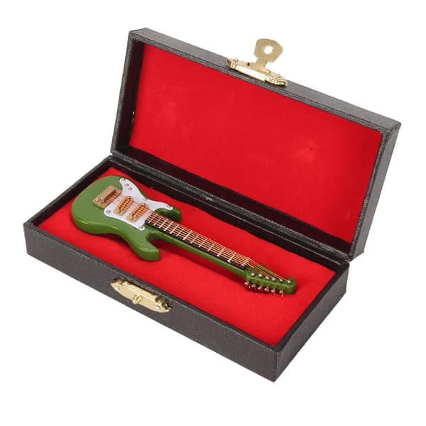 Elgitarr Dekoration Miniatyr Musikinstrument Gitarr för Hem Familj Grön 10cm