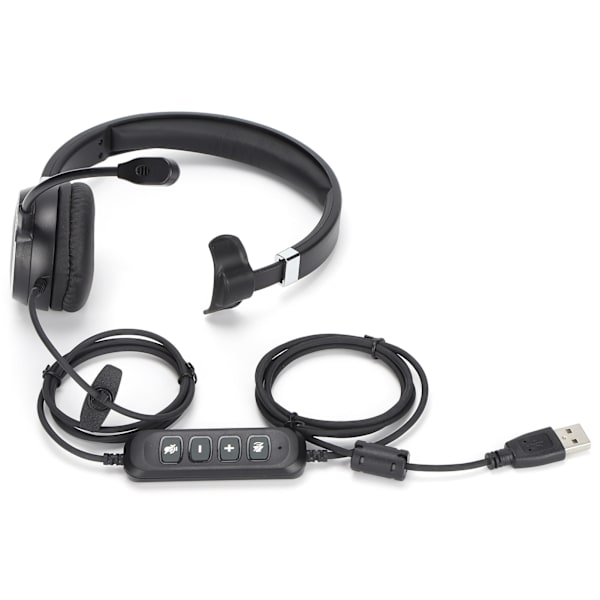 Puhelinluuri USB Singe‑Ear -puhelinluuri mikrofonilla ja äänenvoimakkuuden säädöllä