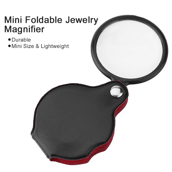8X Mini foldbar lommesmykkeforstørrelsesglas Lup med pose