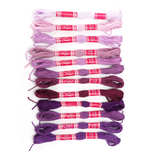 12 kpl kirjontalanka gradientti kirkkaanvärinen polyesterilinja kirjontaystäville käsitöitä varten (violetti sarja)