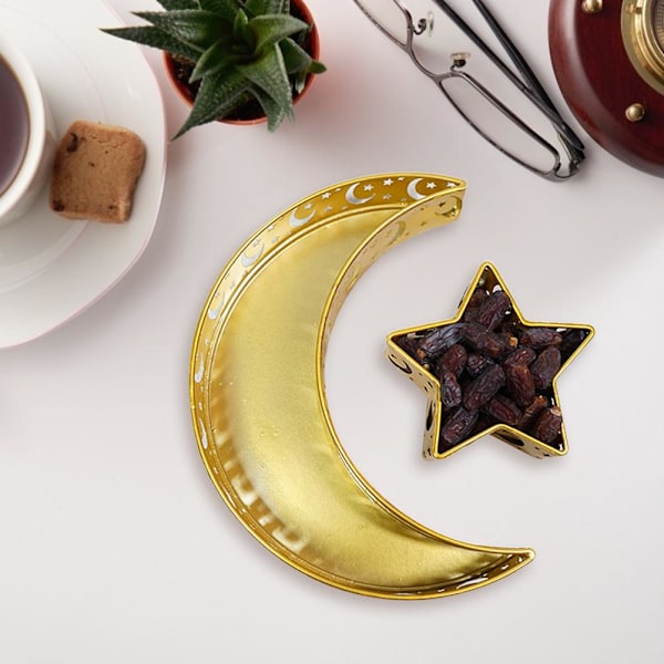 Ramadan serveringsbrett med halvmåne og stjerne matbrett muslimsk islam Mubarak matbrett for festdekorasjon