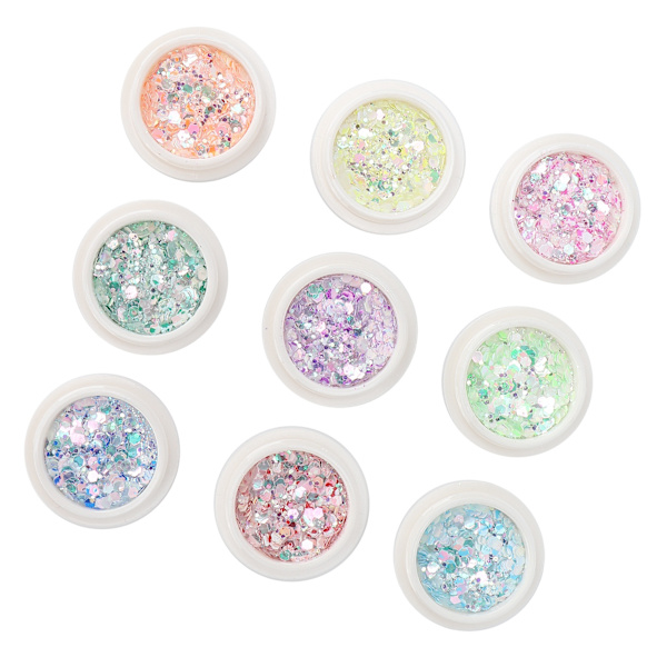 9 lådor nagelkonst paljetter DIY nagel holografiska glitter flingor pulver manikyr dekoration