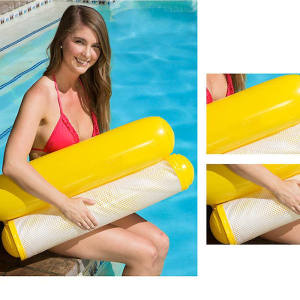 Flytende oppblåsbar hengekøye for basseng - gul, lett og bærbar