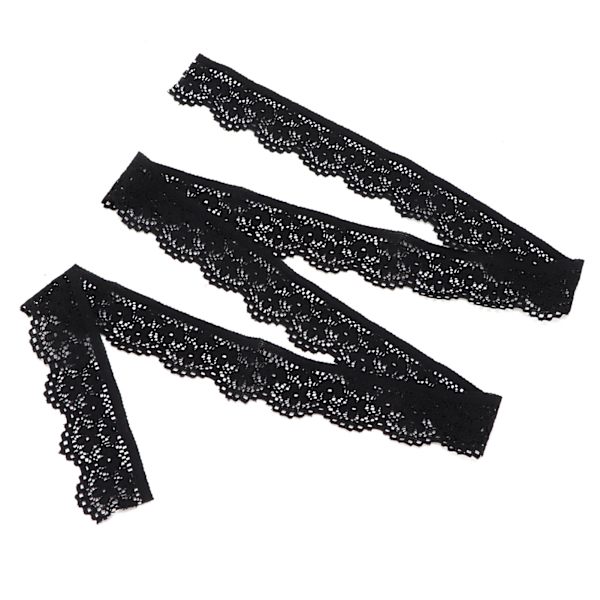 10 meter spetsband 2,5 cm bred svart enkel vågig nylon för sömnadskorttillverkning