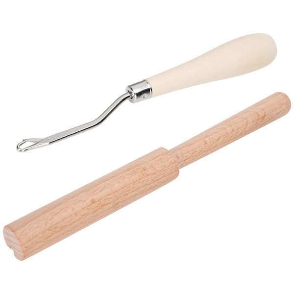 Buet hæklenål værktøj DIY håndlavet tæppe hæklenål træ tråd cutter sæt