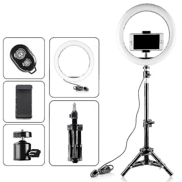18\" LED-ringlys med stativfeste for perfekte selfies - Bordstativ