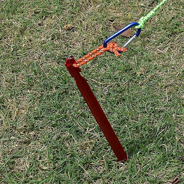 8 stk. teltplugger, 18 cm rød teltplugg i aluminiumslegering med refleksivt tau for camping, strand, utendørs