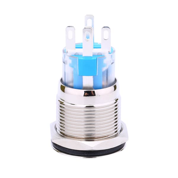 12V Auto Power Angel Eye Metal Trykknap Blå LED Lys Vippekontakt 19mm AP