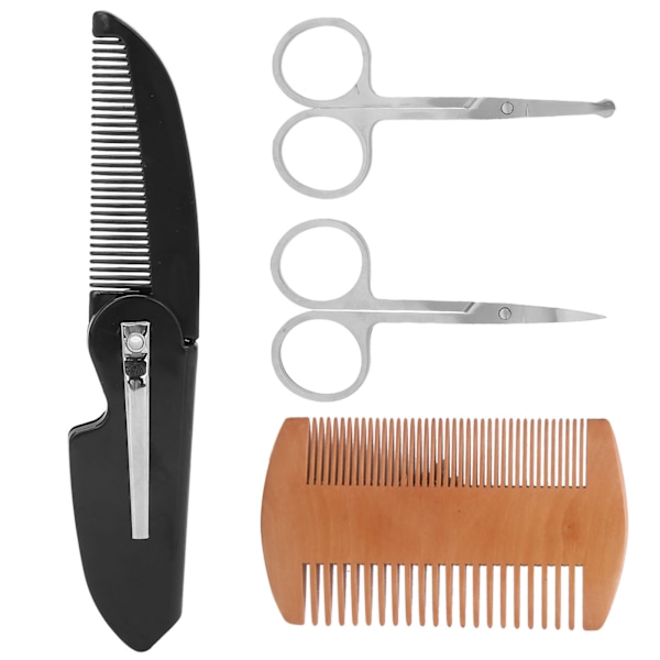 4-i-1 skäggformning styling kit skäggkam mustasch sax vikbar trimningskam