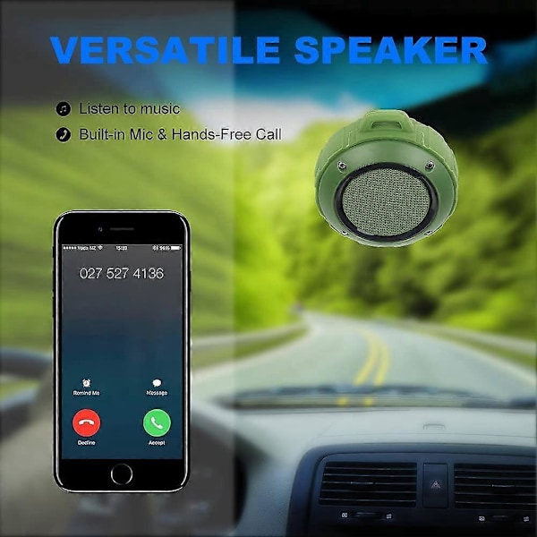 Vanntett Bluetooth-høyttaler for utendørs bruk, Kunodi trådløs bærbar mini-reisehøyttaler med subwoofer, forbedret bass, innebygd mikrofon for sport, basseng, strand,