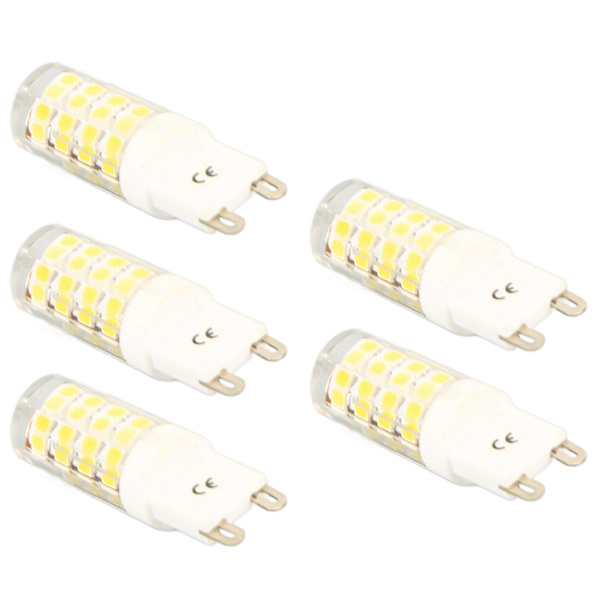 5 stk. G9 LED-pærer, dæmpbar lampepære, 6000K hvidt lys, 450LM, 360° strålevinkel, 100-130V pærer til bord-, væg- og pendellamper