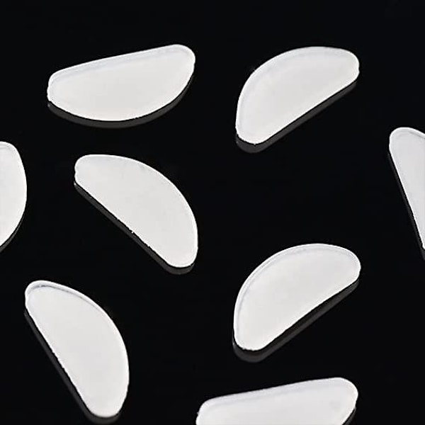 Halkskyddande silikonnäskuddar för glasögon - 10 par (transparent, 1 mm)