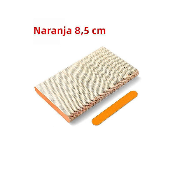 100 st Portabla Dubbelsidiga Nagelfilar med Matt Finish Mini för Nagelvård och Manikyr Orange8.5CM
