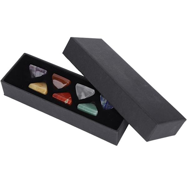 7 Chakra MultiStone Set Pyramide Farge Naturlige Edelstener Smykker Ornamenter med Gaveeske