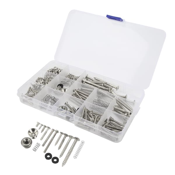 Elektrisk Gitarr Skruv Kit Metallskruvar Fjäder Rem Snäpp Sortiment Set Reparationsfästen Silver