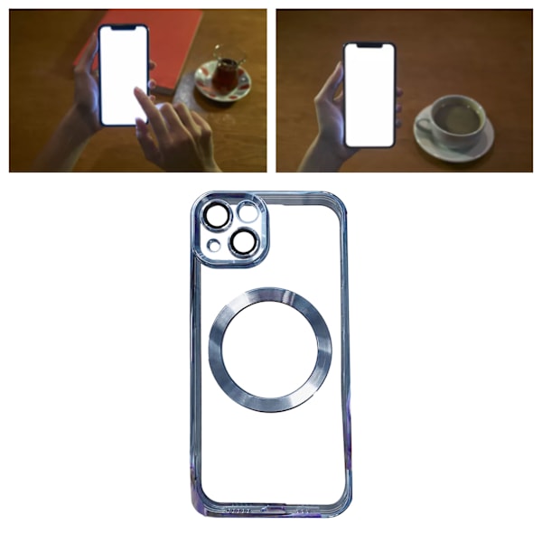 Trendigt elektropläterat magnetiskt sugfodral för iPhone Far Peak Blue för iPhone13mini