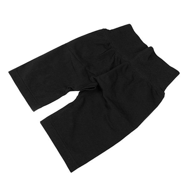 Hög midja yogashorts för kvinnor, mjuka stretchiga andningsbara rumplyft fitness tränings shorts, svarta, L