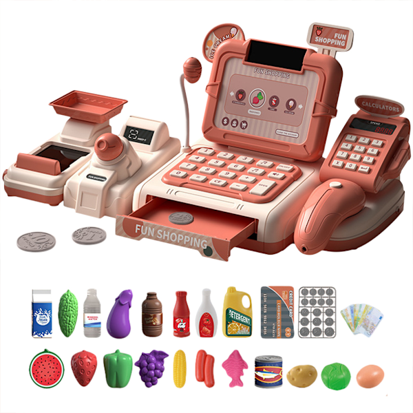 Play Cash Register Toy Pretend Play Set Preschool Learning Ideal Gift for Kids Girls Boys