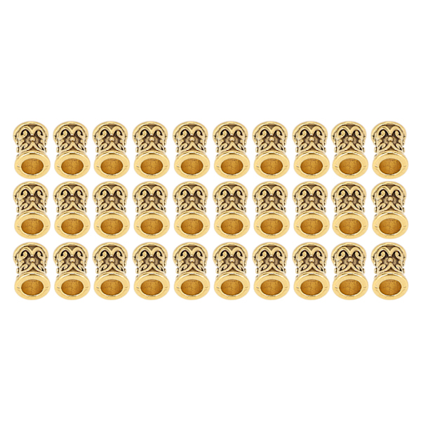 30st Hår Tube Pärlor Retro Legering Hår Dreadlocks Pärlor Tillbehör för DIY Hår Flätning Armband Hänge Halsband Guld