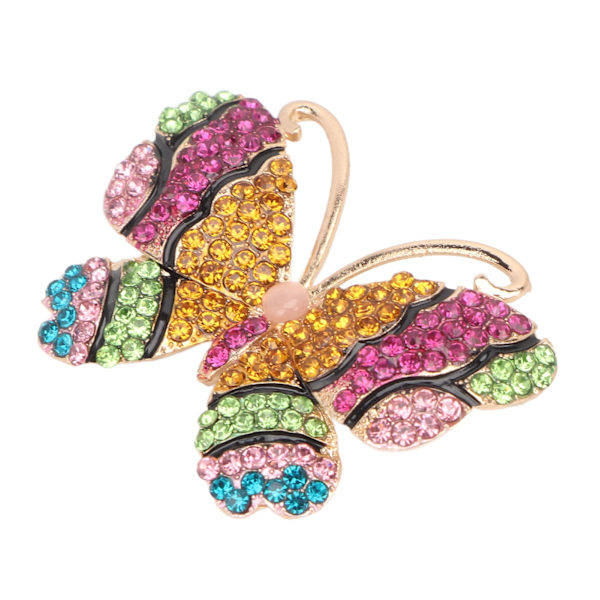 Rhinestone Butterfly Brosch Retro Säkerhet Färgglad Butterfly Crystal Brosch Pin Dekoration Present för kvinnor Flickor