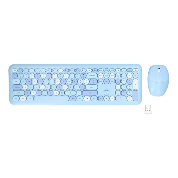 Näppäimistö Hiiri Combo 2.4G Retro Multi Color Mute Cover Langaton näppäimistö ja hiiri SetBlue