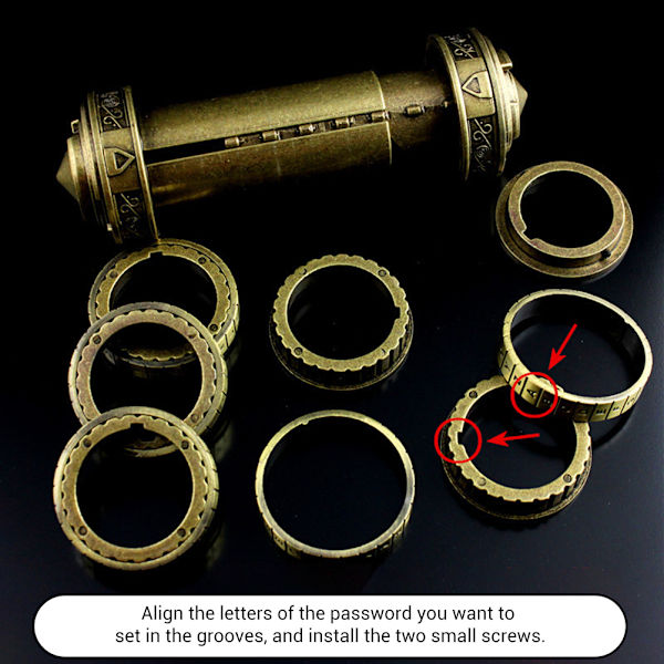 Låsleksaker Metall Cryptex Lås Retro Bröllop Alla hjärtans dag Present Brev Lösenord Cylinder Bröllop Alla hjärtans dag Present