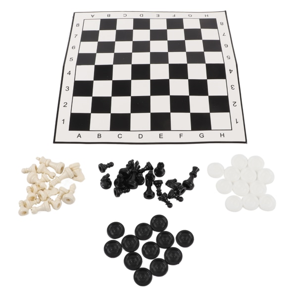 2 i 1 sjakk- og dam-sett 32 sjakk 24 dam-papir sjakkbrett kombinasjonssett for barn og voksne