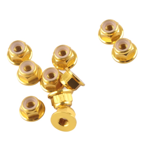 Anodiserte M4 Nylon Insert SelfLock Muttere Hex Lock Muttere Aluminiumlegering 10stk Sett