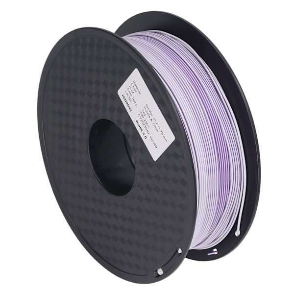 3D-printer PLA-filament dobbelt farve lilla hvid pæn ledningsføring jævn udskrivning silkeblødt udseende printerfilament