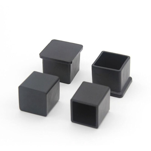 10-pak firkantede stolebenkapper - skridsikker gummi, beskytte møbler og bordgulve - 20 mm x 20 mm, sort